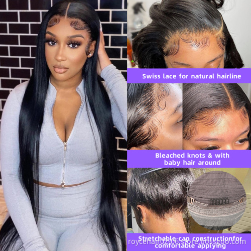 100% Brazilian Human Hair Wigs Vendor, Braided Straight Hair Cuticle Aligned Transparent 13x4 Lace Front Wig With Baby Hair